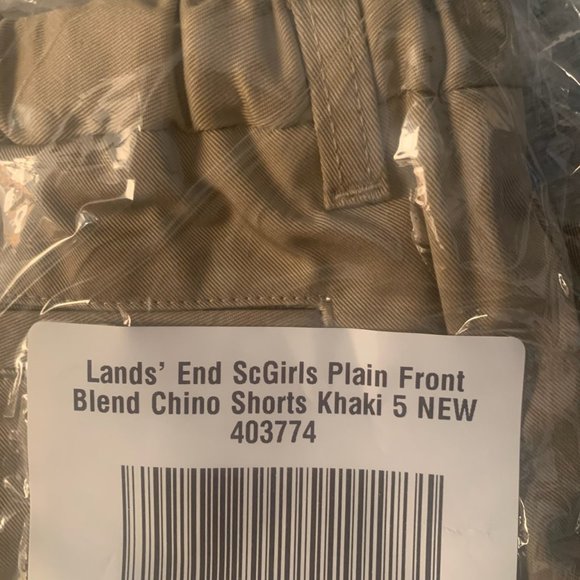 NWT LANDS' END GIRLS PLAIN FRONT BLEND CHINO SHORTS KHAKI 5, 13, 14S (SLIM) - Picture 4 of 15